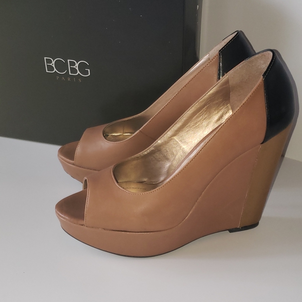 BCBG Paris Irinax Wedge Peep-toe Platforms 8.5